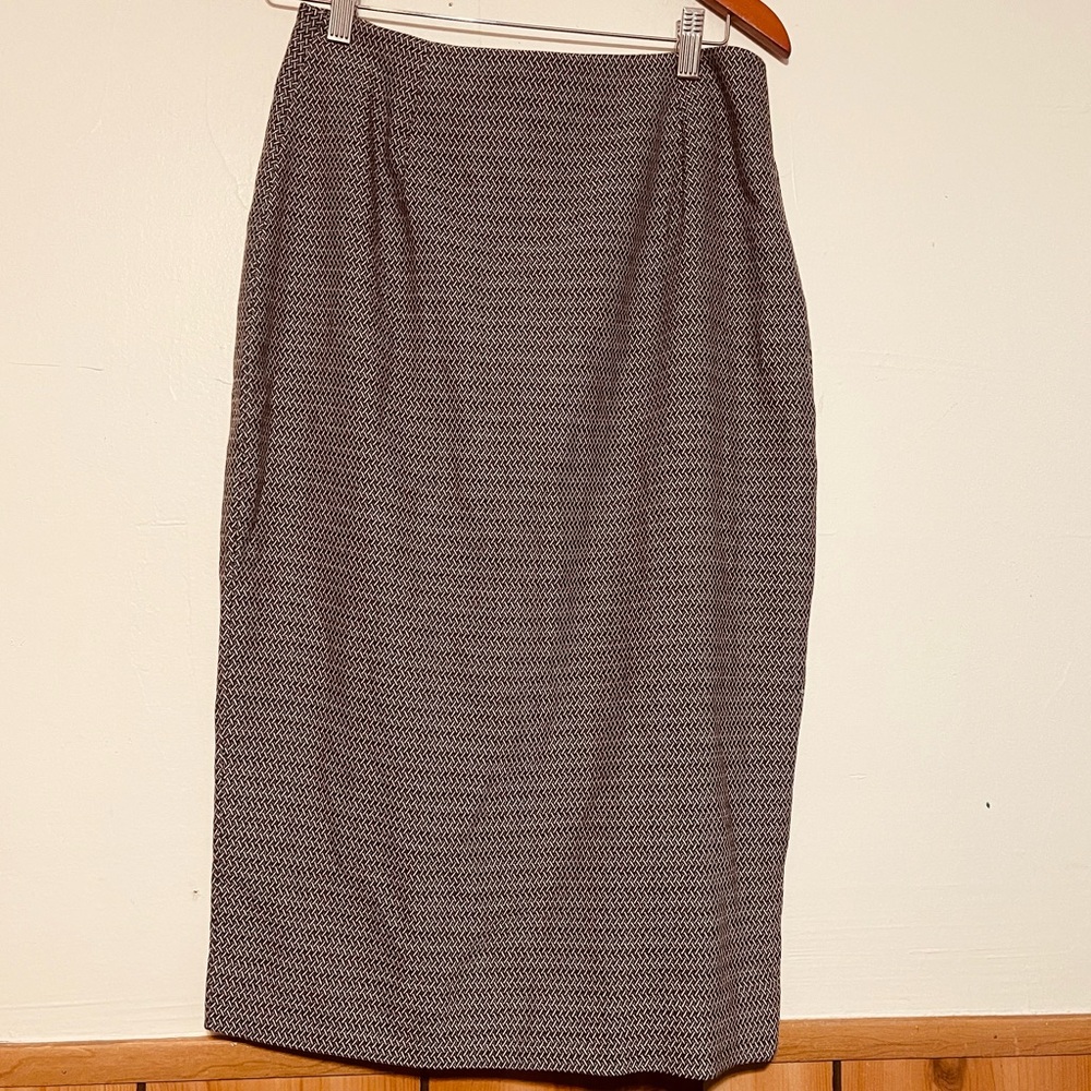 Worthington Black and White Textured Pencil Skirt with Front Zip - Picture 2 of 7